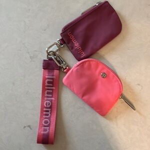 Lululemon Athletica Pink and Red Keychain Pouch Set